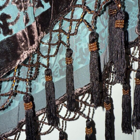 Free People Kite and Butterfly Hand Beaded Velvet Burnout Kimono Cardigan - Picture 8 of 12